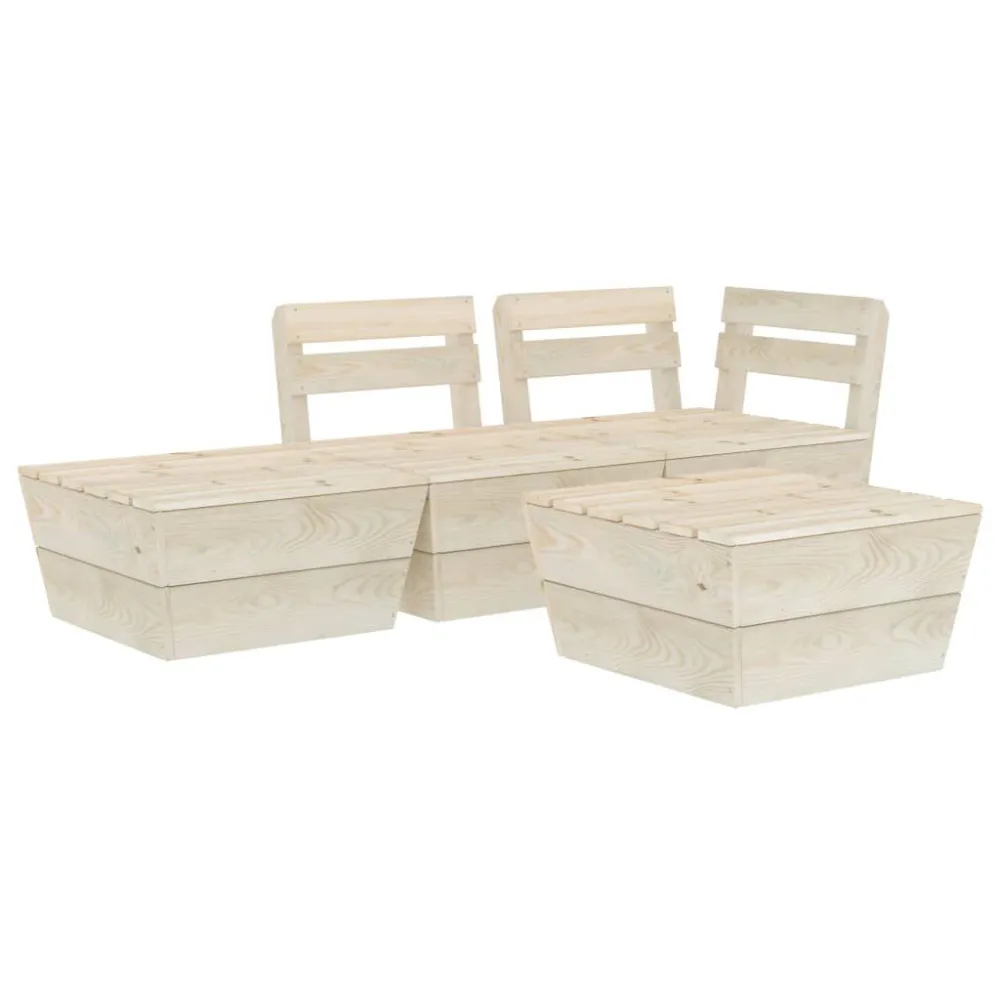 Set Divani da Giardino su Pallet 4 pz Legno Abete Impregnato per Giardino e Spiaggia