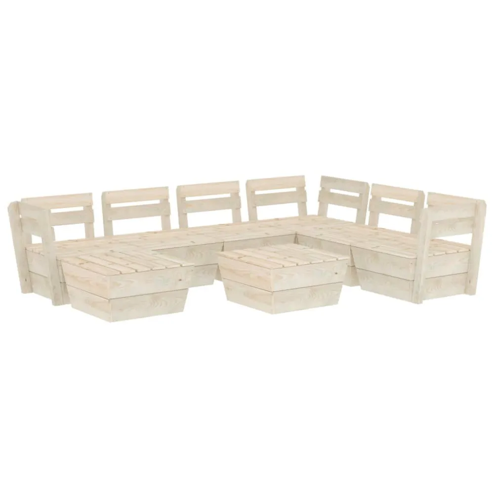Set Divani da Giardino su Pallet 8 pz Legno Abete Impregnato con Sistema di Montaggio Rapido