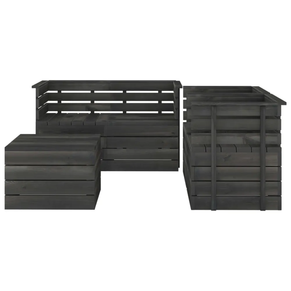 Set Divani da Giardino su Pallet 5 pz Legno Pino Grigio Fosco