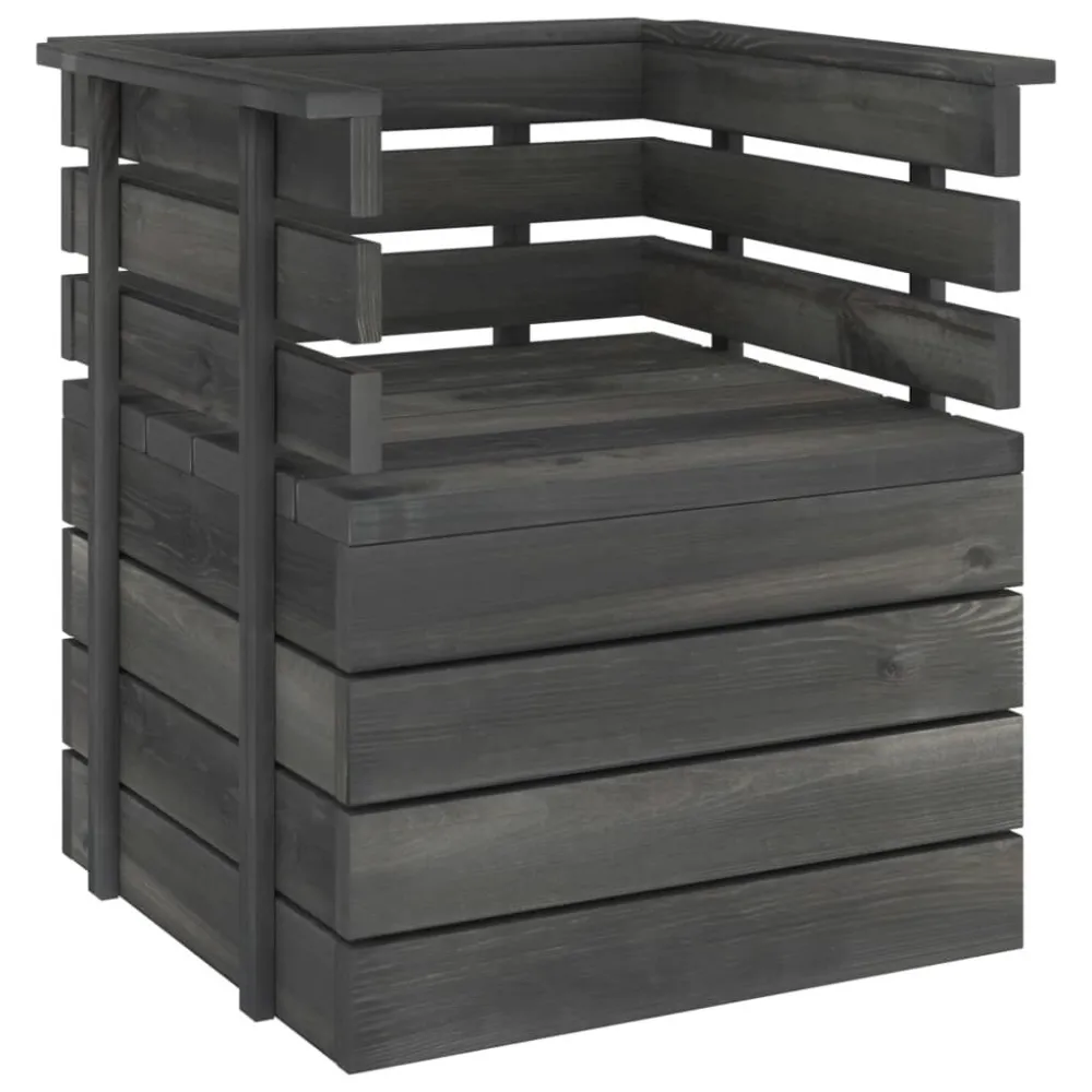 Set Divani da Giardino su Pallet 5 pz Legno Pino Grigio Fosco