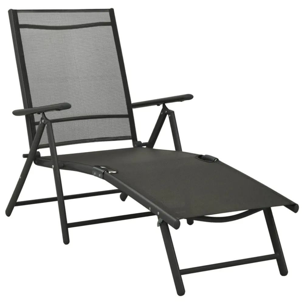 Set Divani da Giardino 3 pz Textilene e Alluminio Nero con Struttura Acciaio