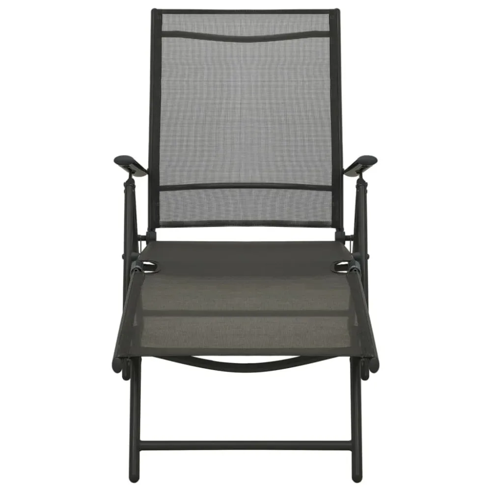 Set Divani da Giardino 3 pz Textilene e Alluminio Nero con Struttura Acciaio
