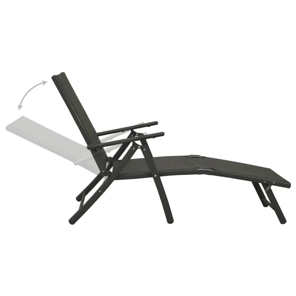 Set Divani da Giardino 3 pz Textilene e Alluminio Nero con Struttura Acciaio