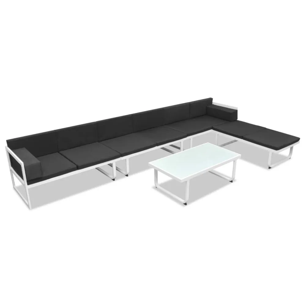 Set Divani da Giardino 5 pz Textilene e Alluminio Nero | Pieghevole e Leggera