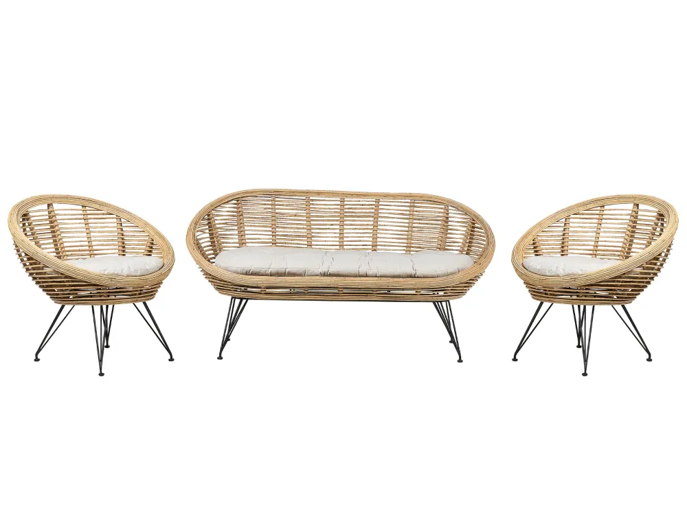Set di divani MARATEA Rattan Naturale Colori Vivaci