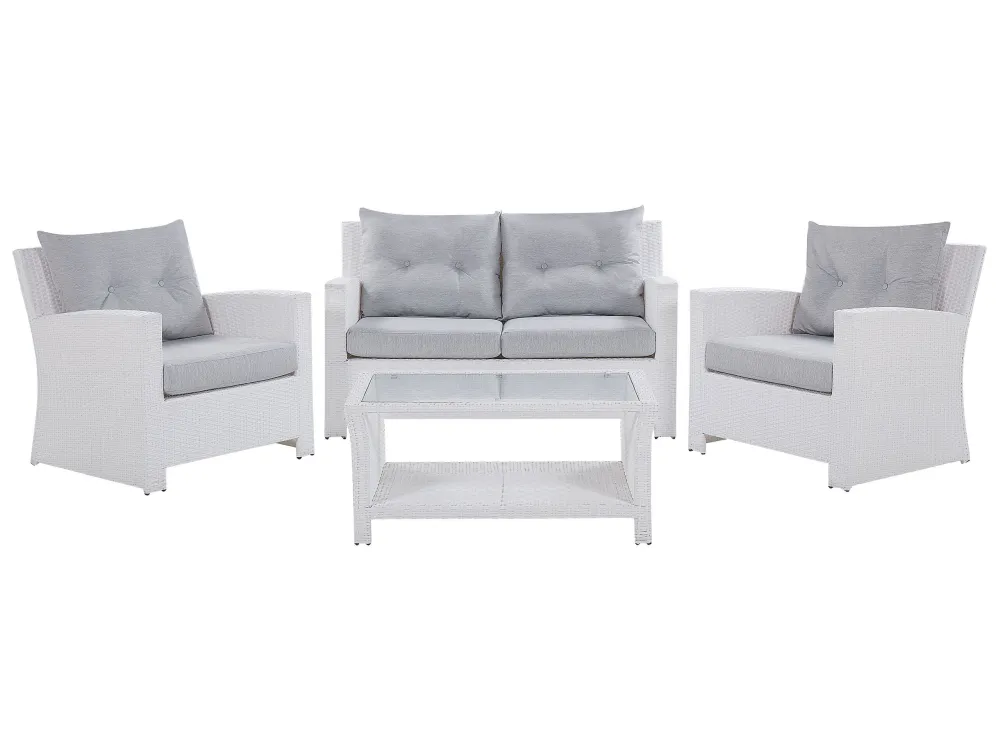 Set di divani MARINO Rattan sintetico Bianco Easy Storage