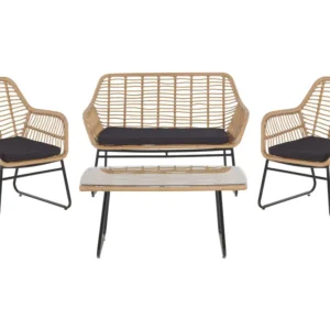 Set di divani MINORI Rattan sintetico Crema Legno Massello