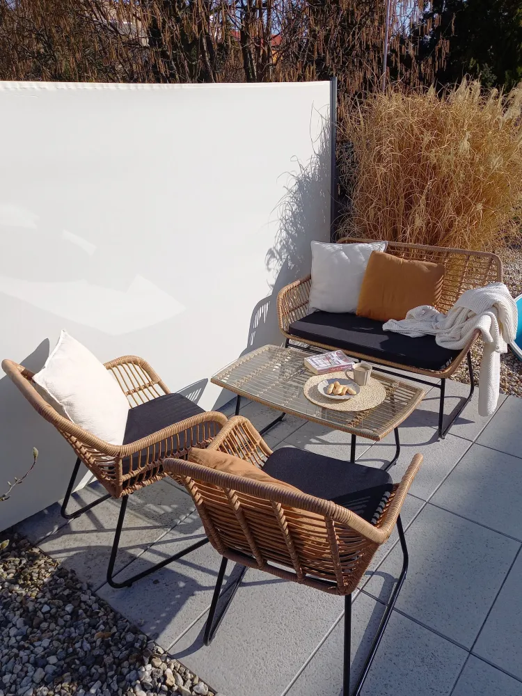 Set di divani MINORI Rattan sintetico Crema Legno Massello