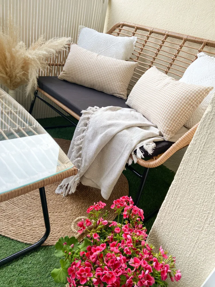 Set di divani MINORI Rattan sintetico Crema Legno Massello
