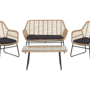 Set di divani MINORI Rattan sintetico Panna con Cuscino Estraibile