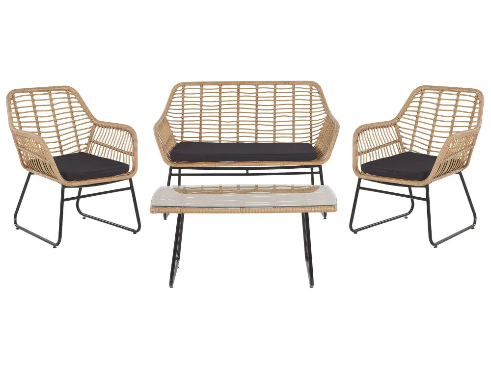 Set di divani MINORI Rattan sintetico Panna con Cuscino Estraibile