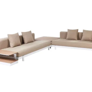 Set di divani MISSANELLO Poliestere Crema con Portabicchiere Integrato