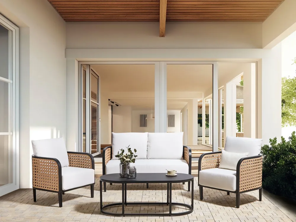 Set di divani MONTEFALCO Alluminio Bianco con Struttura Acciaio