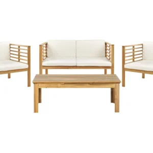 Set di divani PACIFIC Legno d'acacia Bianco infangato - Impermeabile e UV Resistente