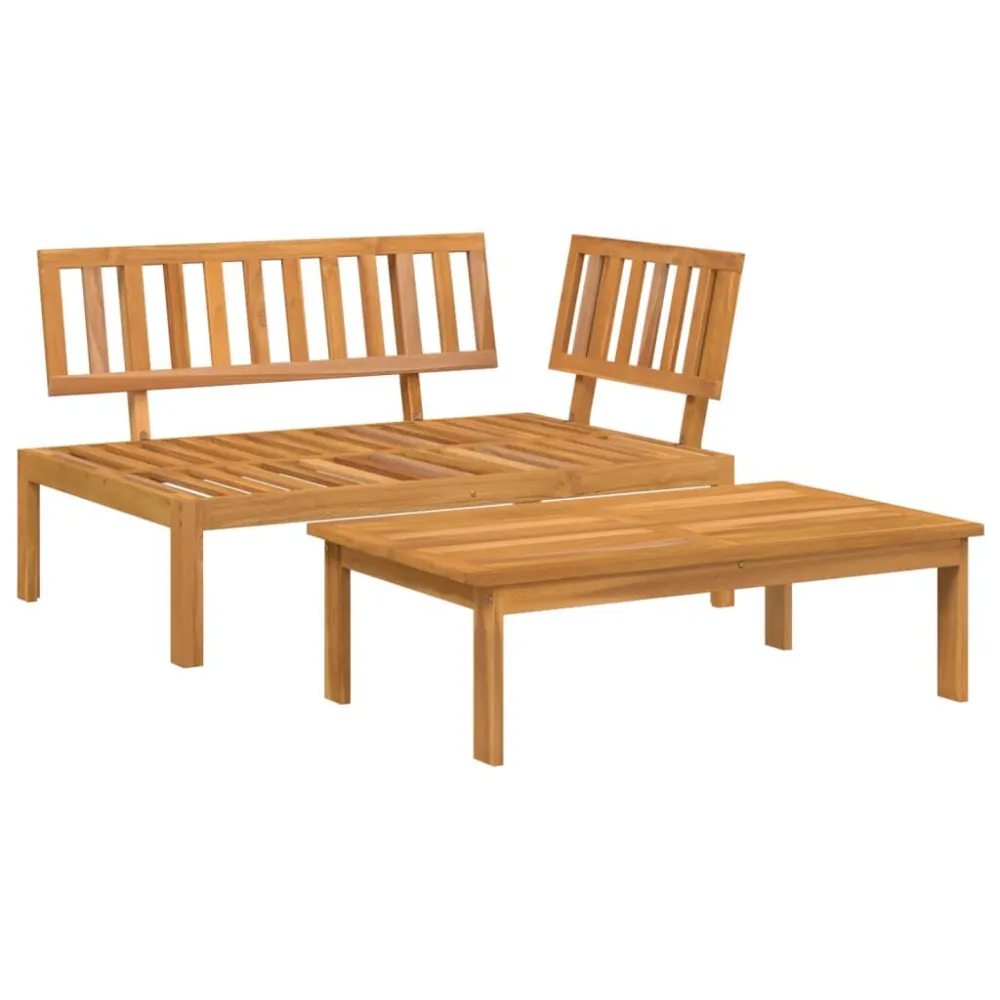 Set Divani Pallet da Giardino 2pz Legno Massello di Acacia con Struttura Acciaio