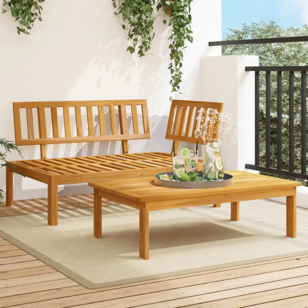 Set Divani Pallet da Giardino 2pz Legno Massello di Acacia con Struttura Acciaio