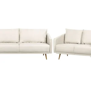 Set divani 5 posti tessuto crema MAURA