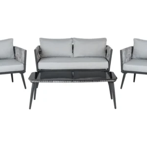 Set di divani PREVEZA Rattan sintetico Grigio per Giardino e Spiaggia