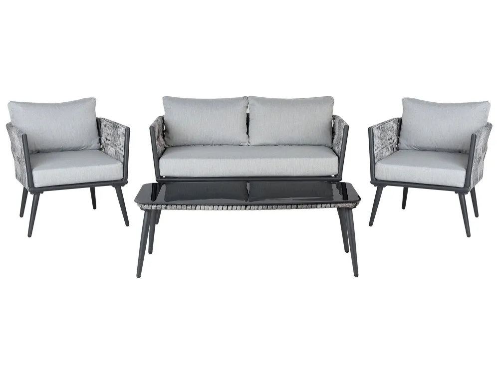 Set di divani PREVEZA Rattan sintetico Grigio per Giardino e Spiaggia