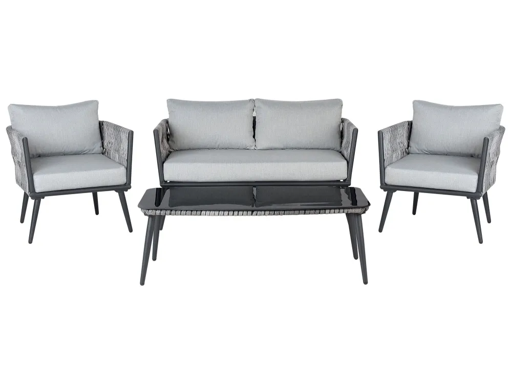 Set di divani PREVEZA Rattan sintetico Grigio Legno Massello