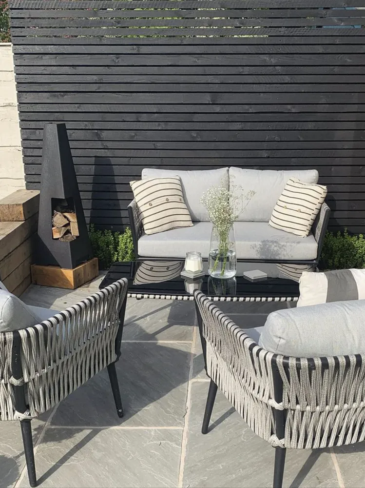 Set di divani PREVEZA Rattan sintetico Grigio Legno Massello