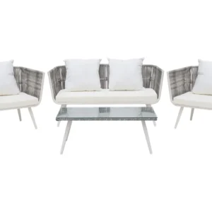 Set di divani RAGUSA Rattan sintetico Bianco infangato
