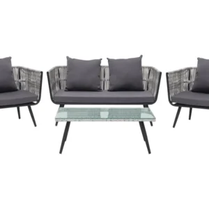 Set di divani RAGUSA Rattan sintetico Grigio con Cuscino Estraibile
