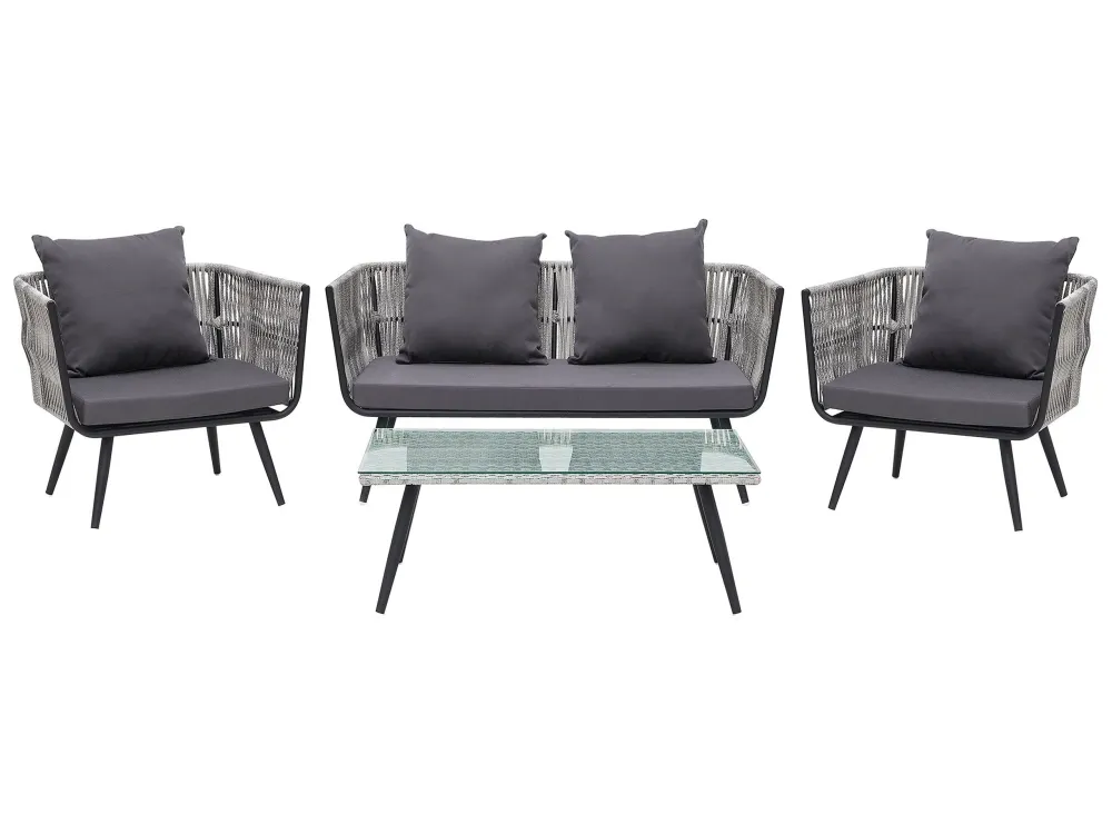 Set di divani RAGUSA Rattan sintetico Grigio con Cuscino Estraibile