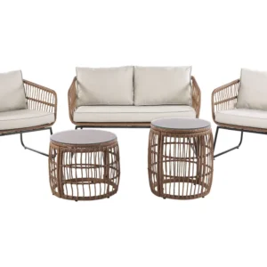 Set di divani RAVELLO Rattan sintetico Naturale - Impermeabile e UV Resistente