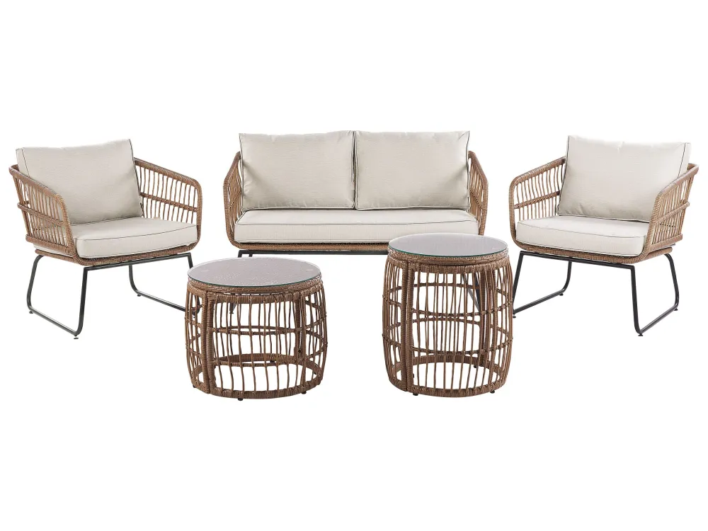 Set di divani RAVELLO Rattan sintetico Naturale - Impermeabile e UV Resistente