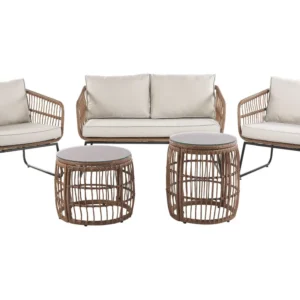 Set di divani RAVELLO Rattan sintetico Naturale con Sistema di Montaggio Rapido