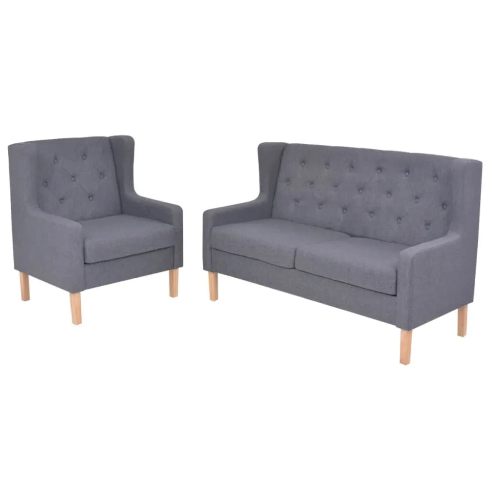 Set Divani 2 pz Tessuto Grigio Materiale Alluminio Anodizzato