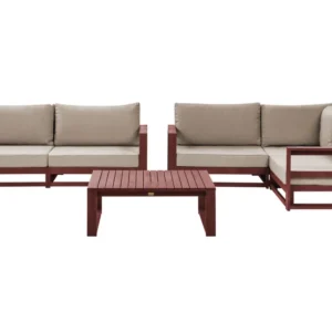 Set di divani TIMOR Legno d'acacia Rosso tenebroso Reversibile con Schienale Regolabile