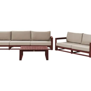 Set di divani TIMOR Legno d'acacia Rosso nero