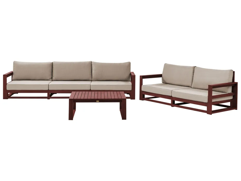 Set di divani TIMOR Legno d'acacia Rosso nero