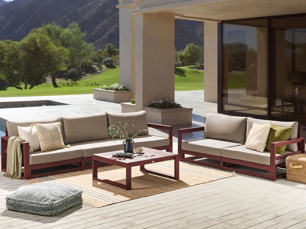 Set di divani TIMOR Legno d'acacia Rosso nero
