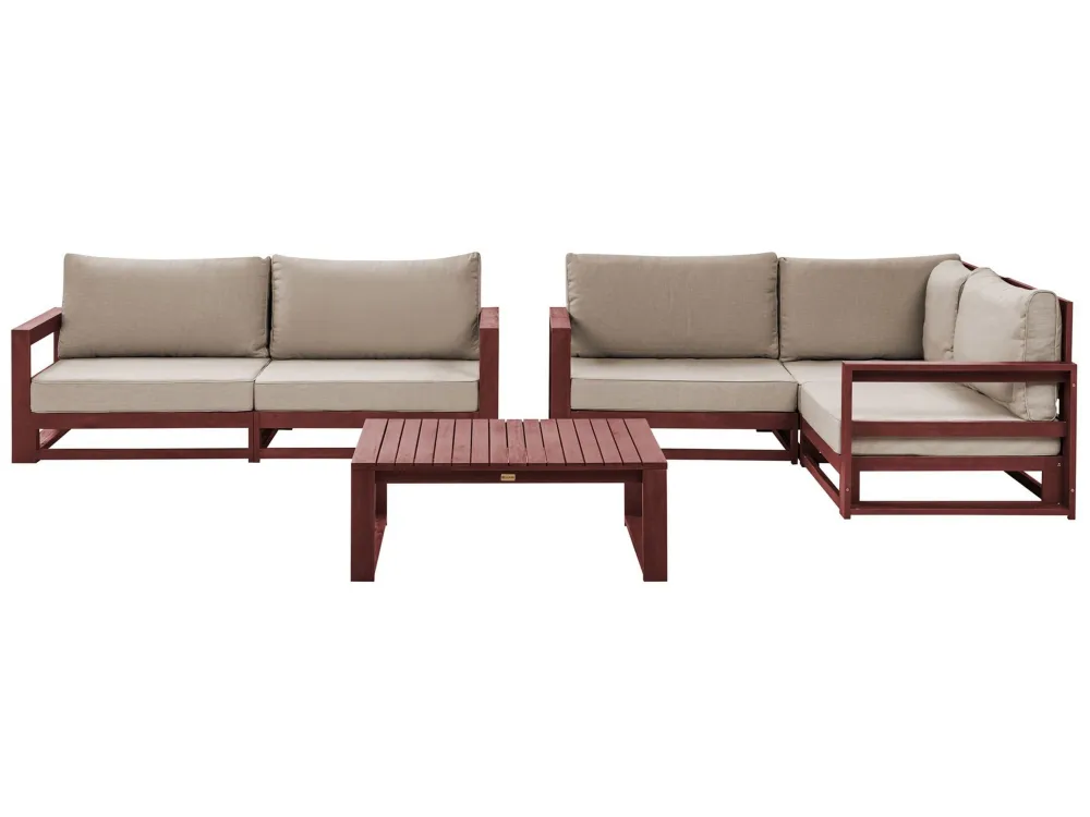 Set di divani TIMOR Legno d'acacia Rosso ombroso Reversibile Easy Storage