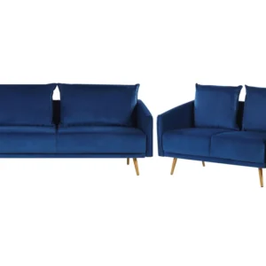 Set divani velluto blu navy 5 posti MAURA con Schienale Regolabile