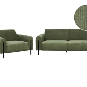 Set di divani velluto coste verde ASKIM Legno Massello