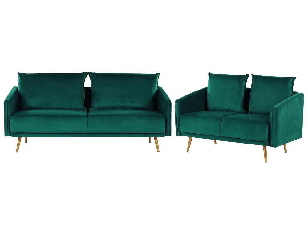 Set divani velluto verde smeraldo 5 posti MAURA Colori Vivaci