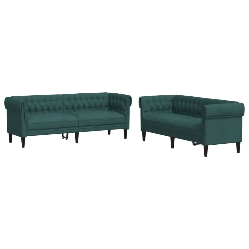 Set di Divani 2 pz Verde Ombroso Tessuto