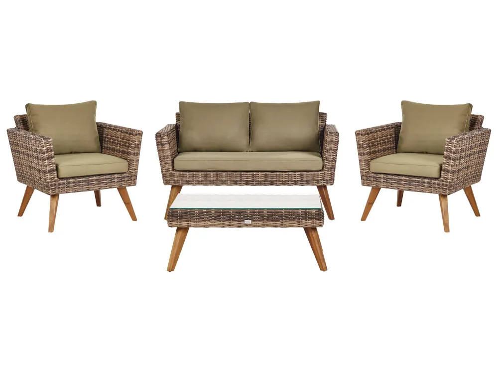 Set di divani VITTORIA Rattan sintetico Verde oliva | Pieghevole e Leggera