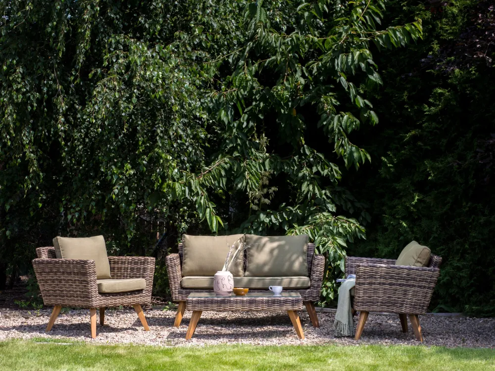 Set di divani VITTORIA Rattan sintetico Verde oliva | Pieghevole e Leggera