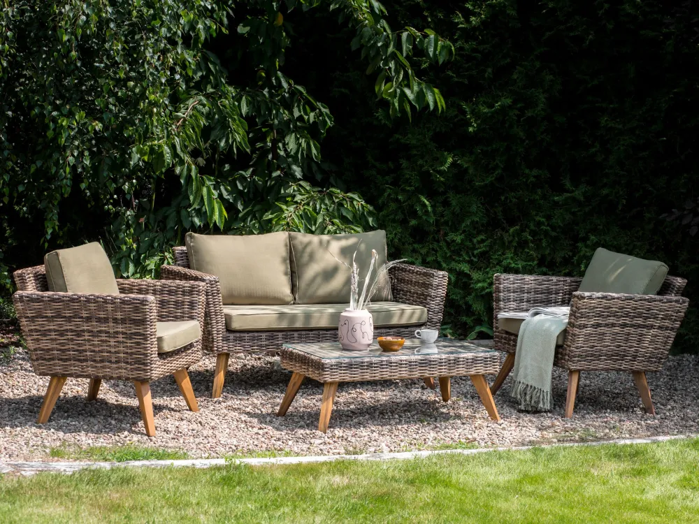 Set di divani VITTORIA Rattan sintetico Verde oliva | Pieghevole e Leggera