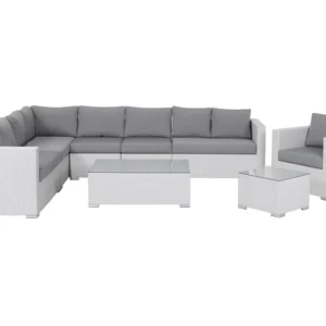 Set di divani XXL Rattan sintetico Bianco Reversibile per Relax all'Aperto