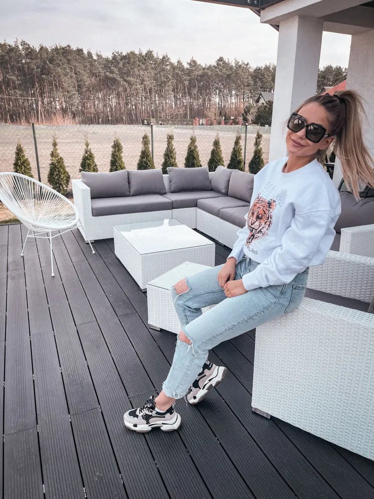 Set di divani XXL Rattan sintetico Bianco Reversibile per Relax all'Aperto