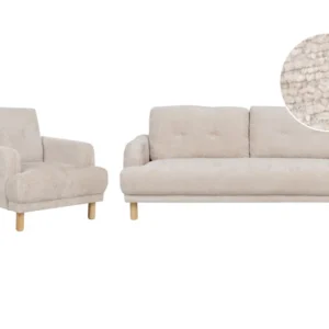 Set da salotto 4 posti tessuto bouclè panna TUVE | Pieghevole e Leggera