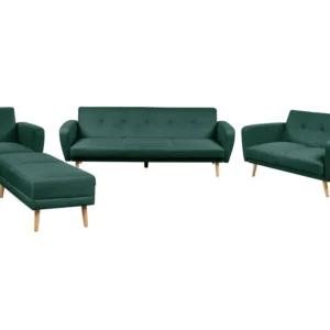 Set da salotto tessuto verde FLORLI con Sistema di Montaggio Rapido