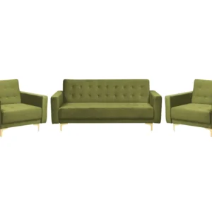 Set da salotto velluto verde oliva ABERDEEN con Sistema di Montaggio Rapido