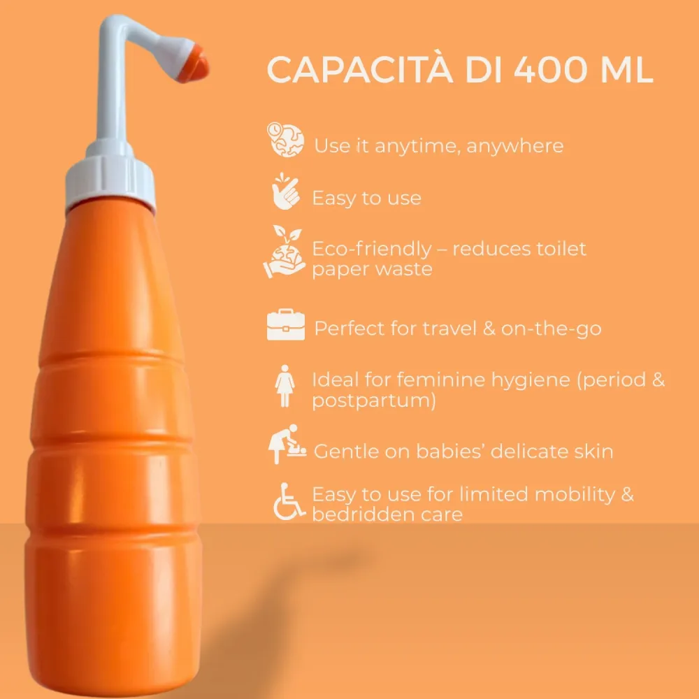 Hello Bidet Bottle | Spruzzino per igiene intima trasportabile con custodia - 400ml